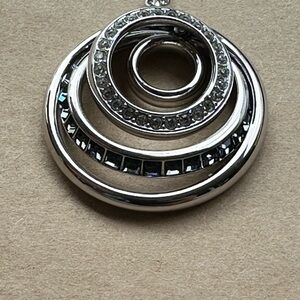 Elegant Silver-Tone Circular Pendant Necklace